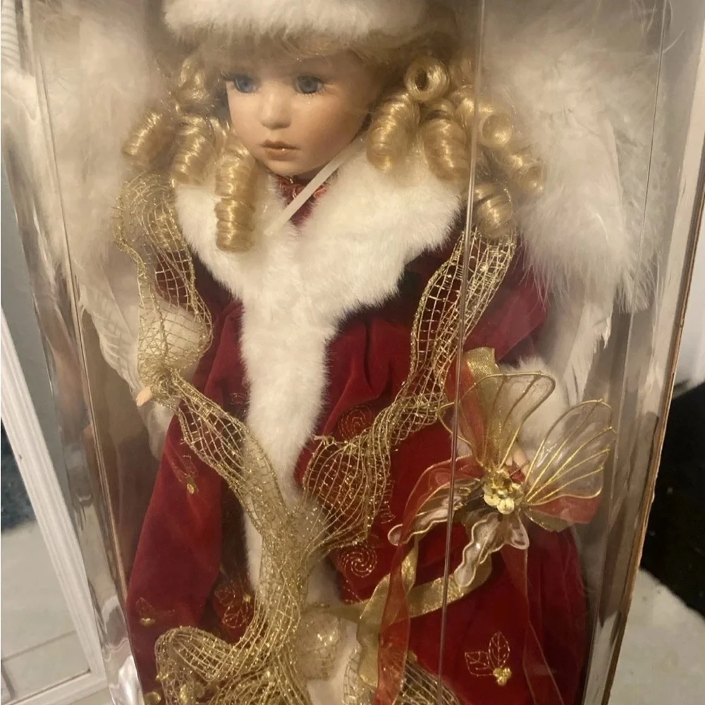 Elegant Red and Gold Angel Doll